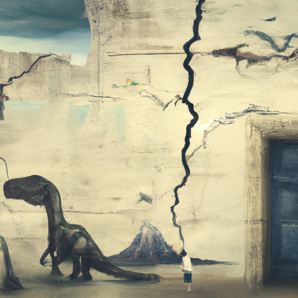 Ancient Door Glitch with Dinosaurs and Aliens