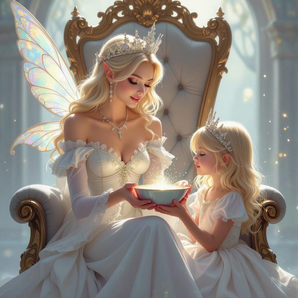 Fairy Queen Offers God Dust in Ethereal Digital Art