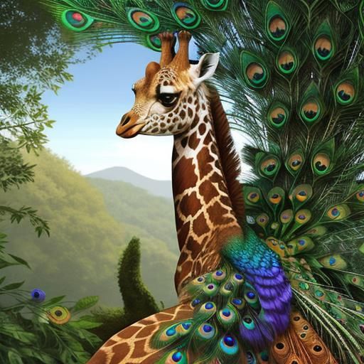 Giraffe Peacock Hybrid with Peacock Tail Pattern