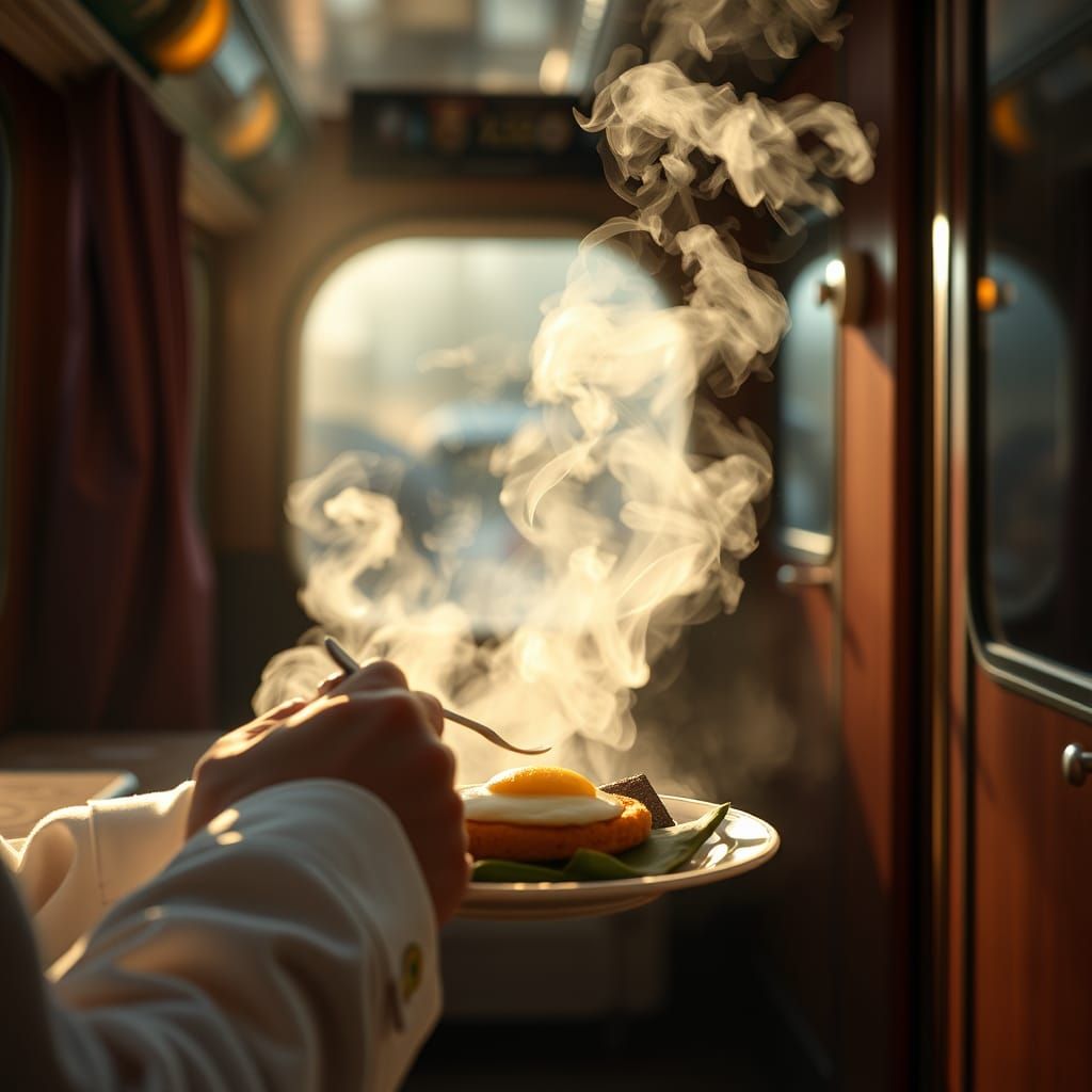 Hyperrealistic Breakfast Service on Luxury Train
