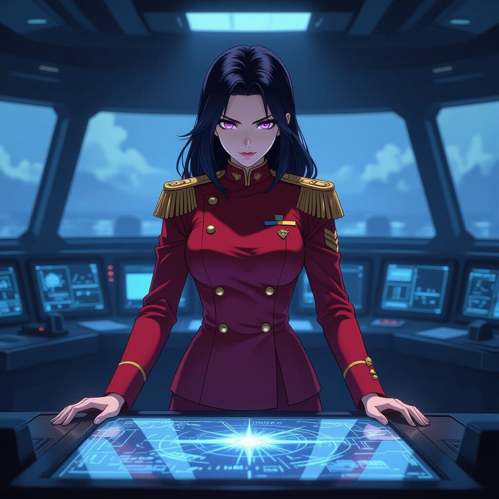 Anime Female Admiral on Flagship Bridge