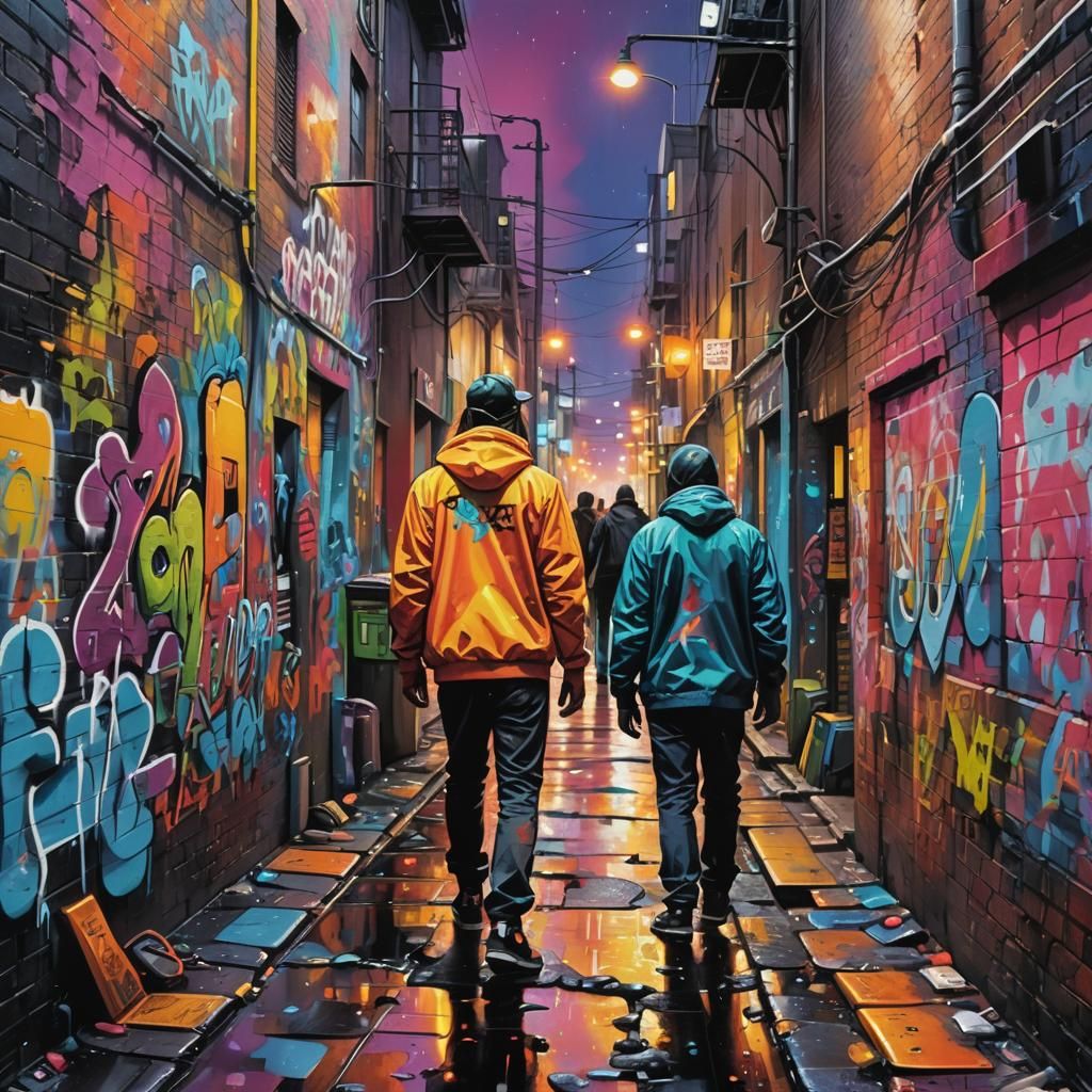 Colorful Graffiti Art in Urban Alleyway
