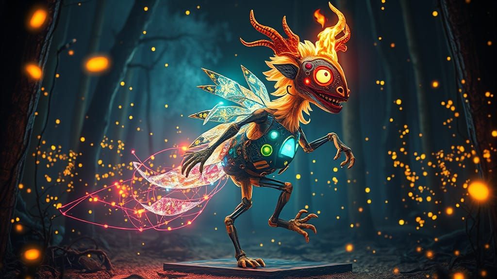 Cyberpunk Surrealist Wonder Emerges from Kaleidoscope of Col...