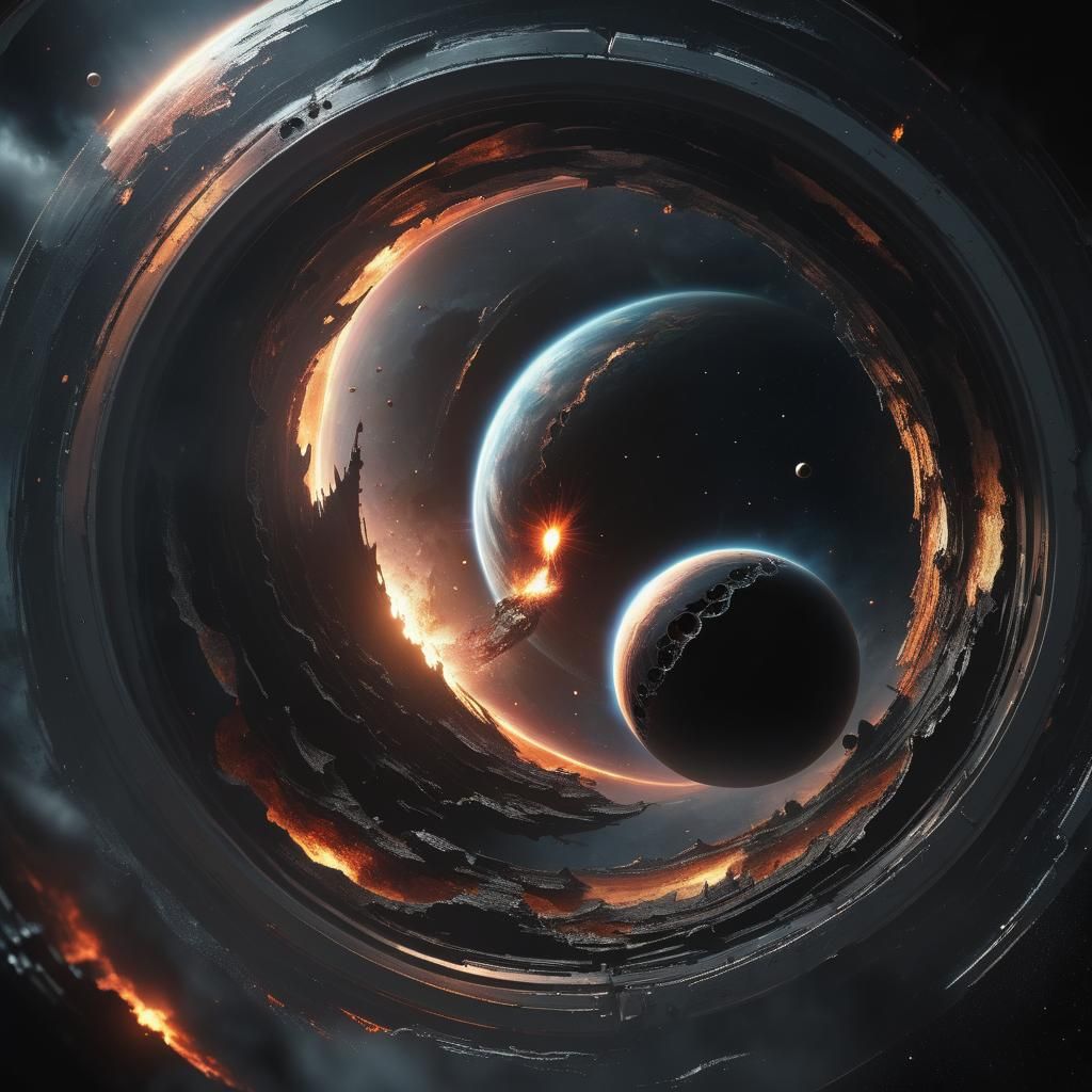 Black Hole Devouring Planet from Spaceship Window