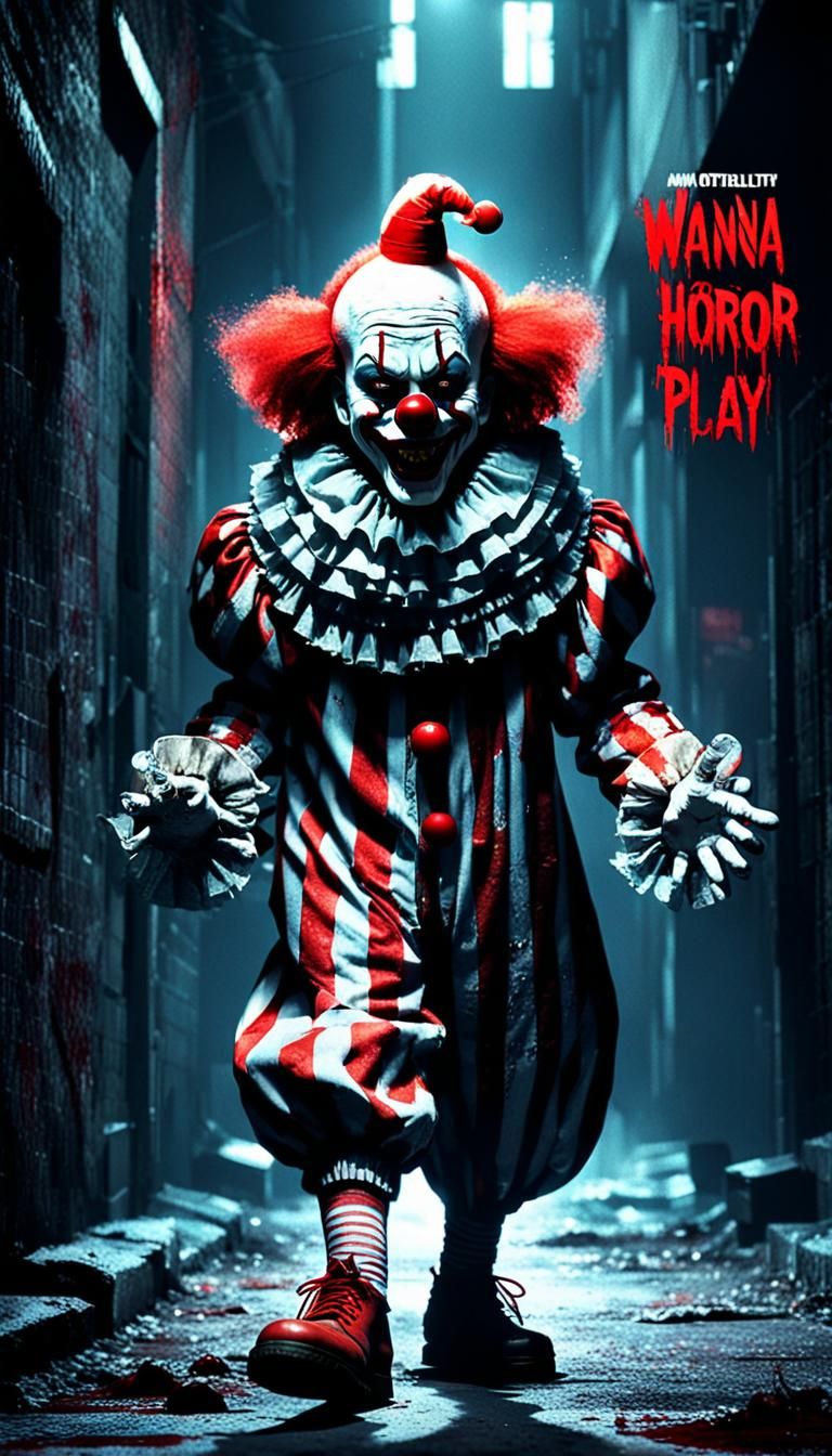 Movie Poster design of a scary clown with best horror creati...