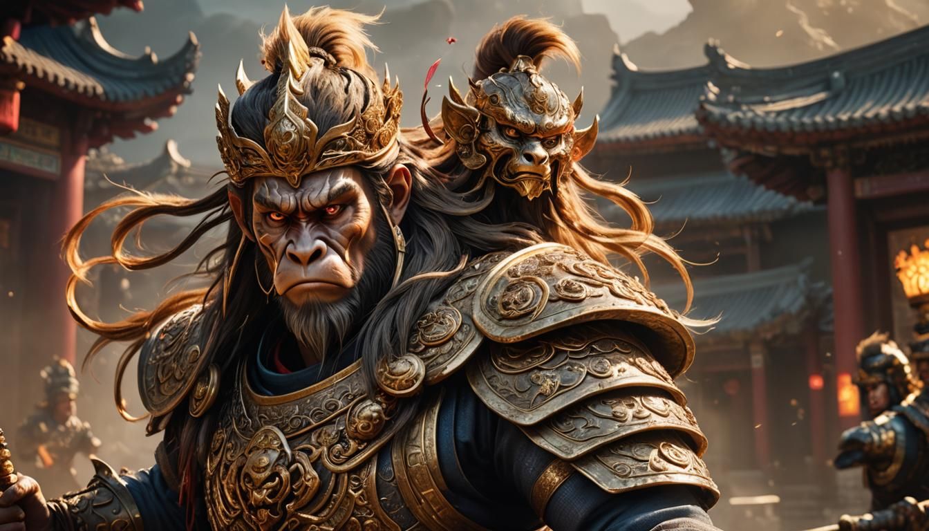 Monkey King Close-Up: Hyper-Realistic Digital Painting