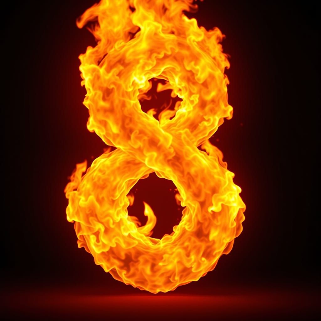 Majestic Blazing Number 8 in Cinematic Flames