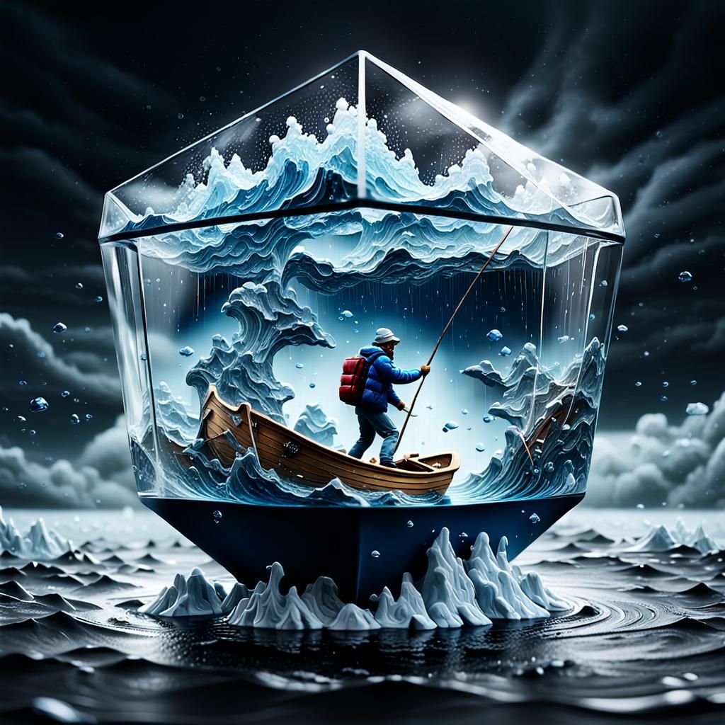 Micro-World: Fisherman in a Stormy Glass