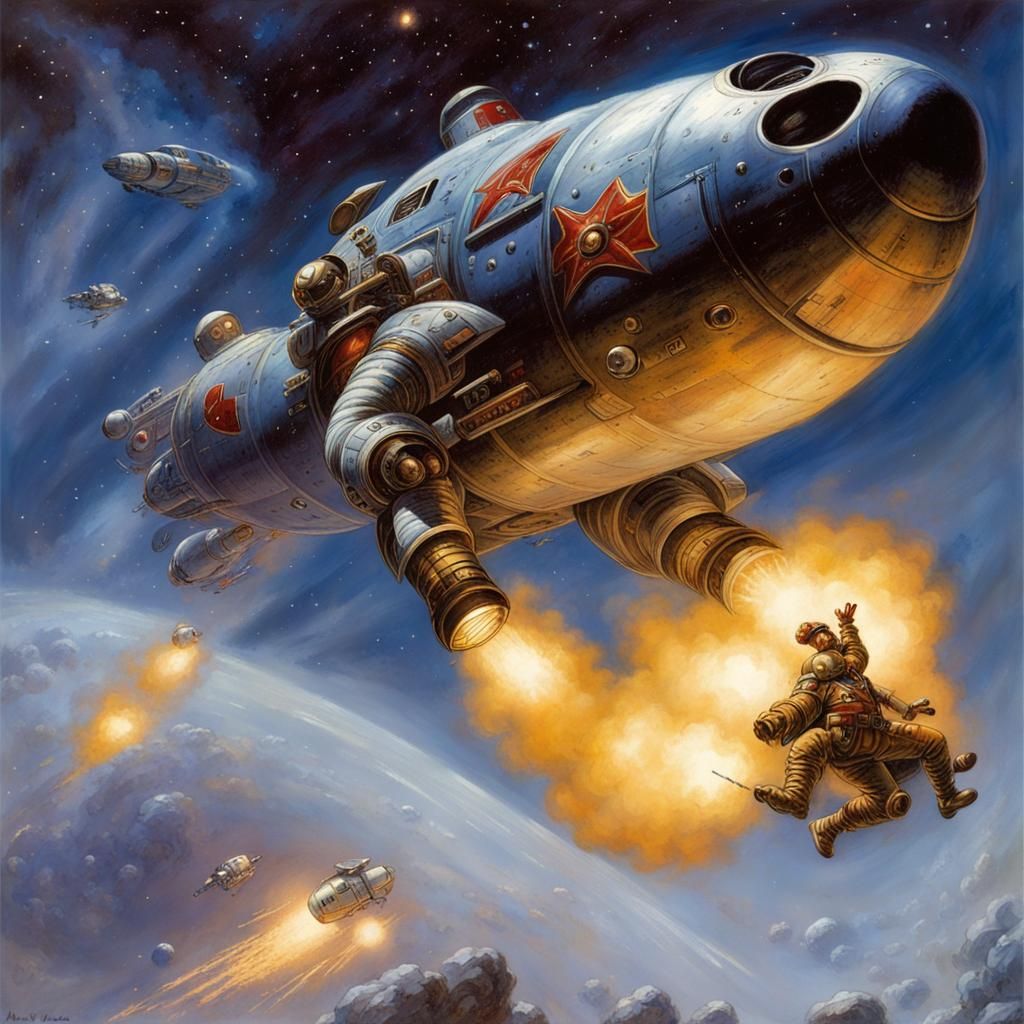 Space Marines Leap into Galaxy: Sci-Fi Art