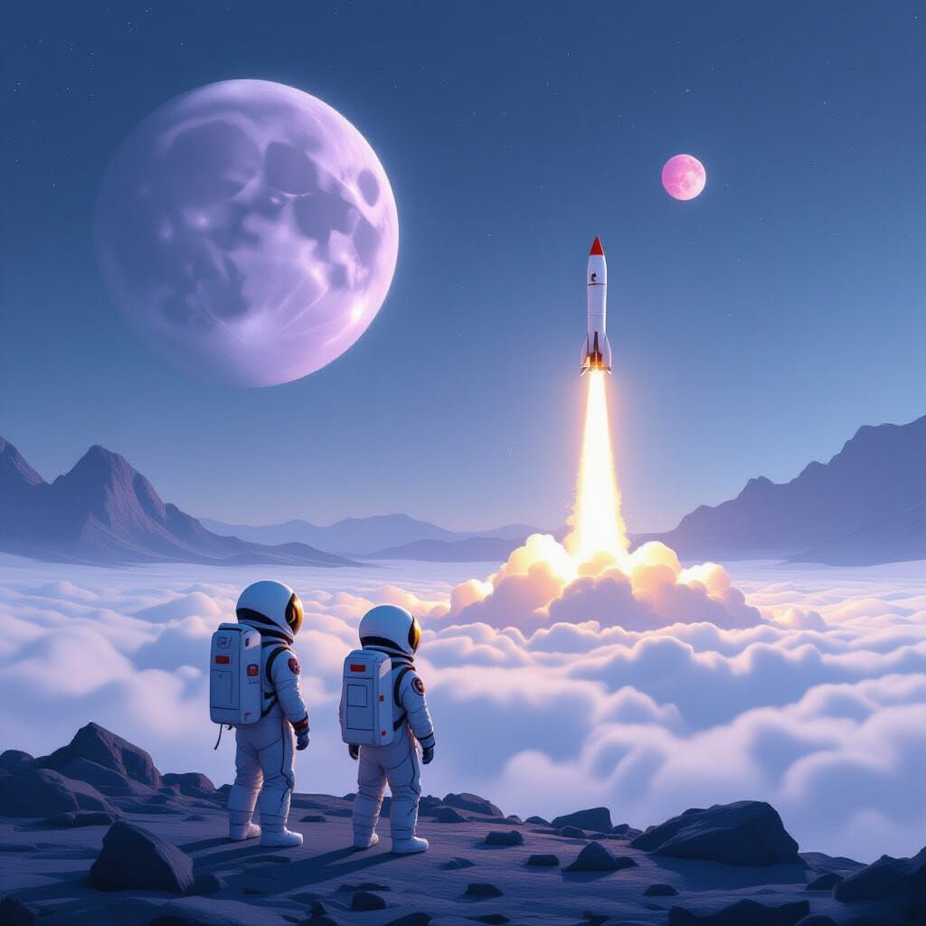 Astronauts stranded on alien planet with moons