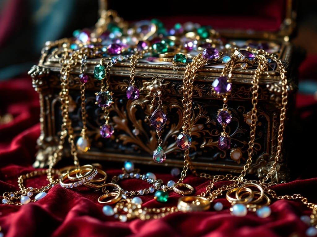 Antique Jewelry Box in Luxurious Gilded Style