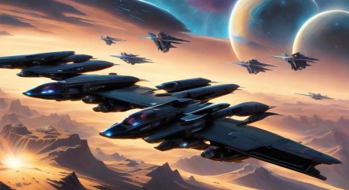 Epic Space Battle Cover Art in Painted Style