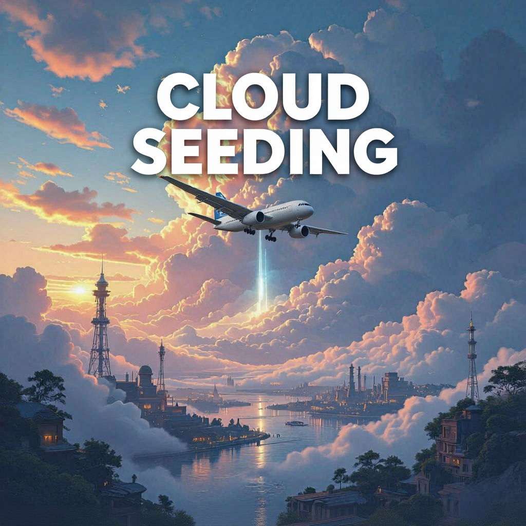 Vibrant Cloud Seeding Scene as Detailed Matte Painting