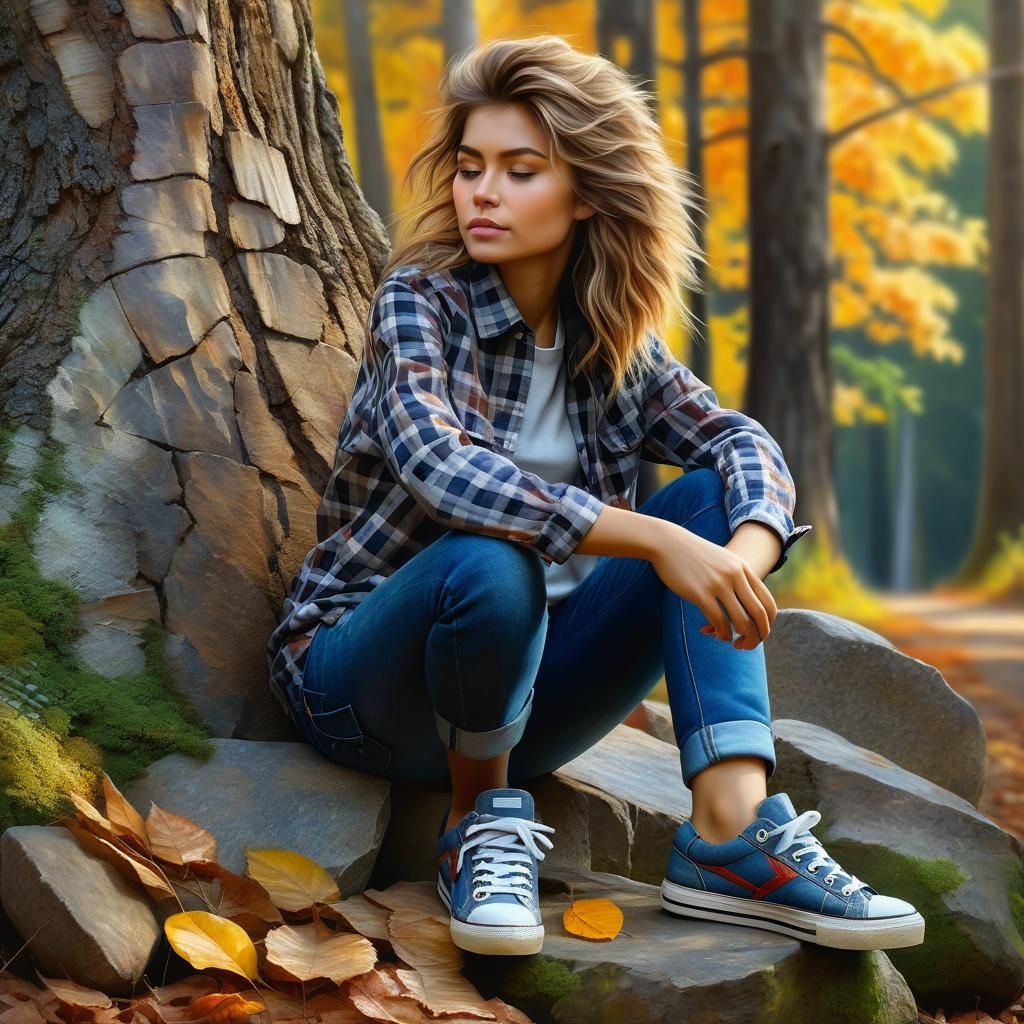 Woman and Chipmunk in Hyperrealistic Oil Painting