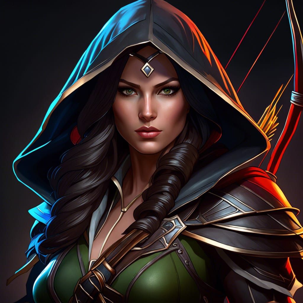 Hooded Archer Rogue Portrait in Detailed Digital Art