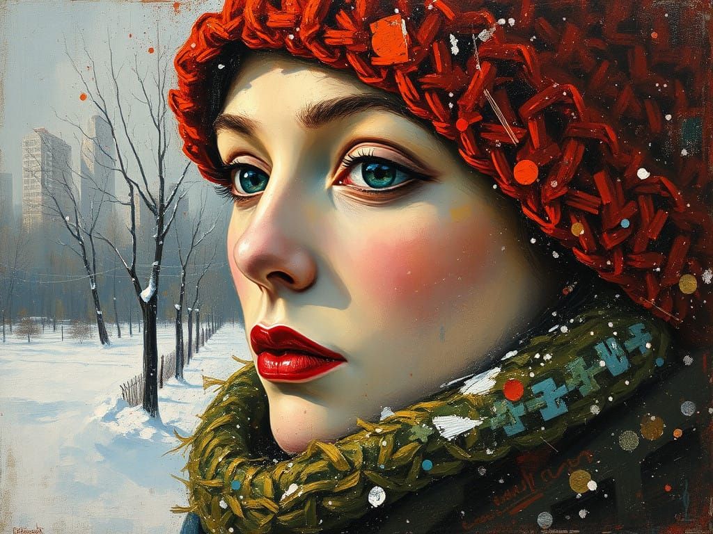 Winter Portraits in Mixed Media Style