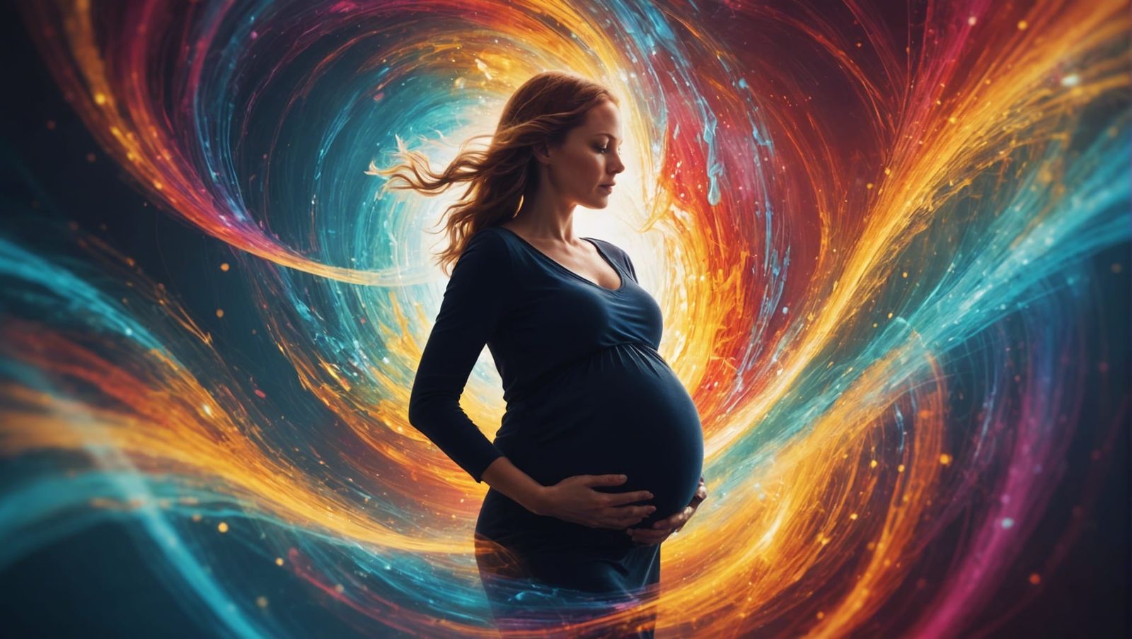 Pregnancy Inside Womb in Colorful Surrealism