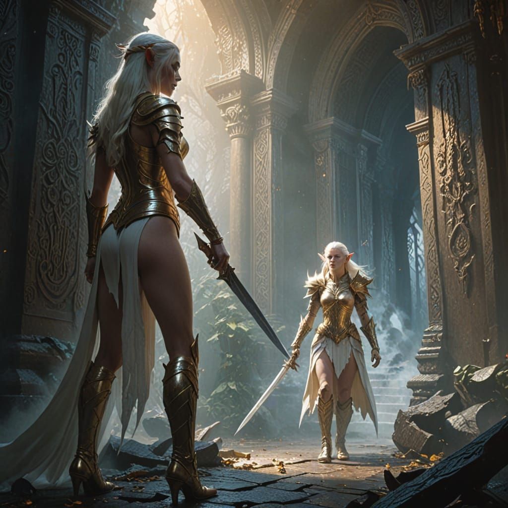 Albino Elf Warrior Seeks Escape from Lost Corridor