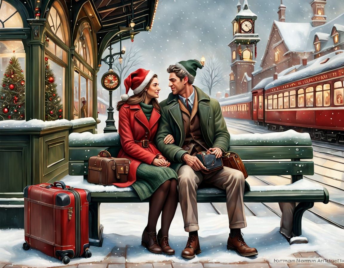 Winter Wonderland Couple Takes a Holiday Train