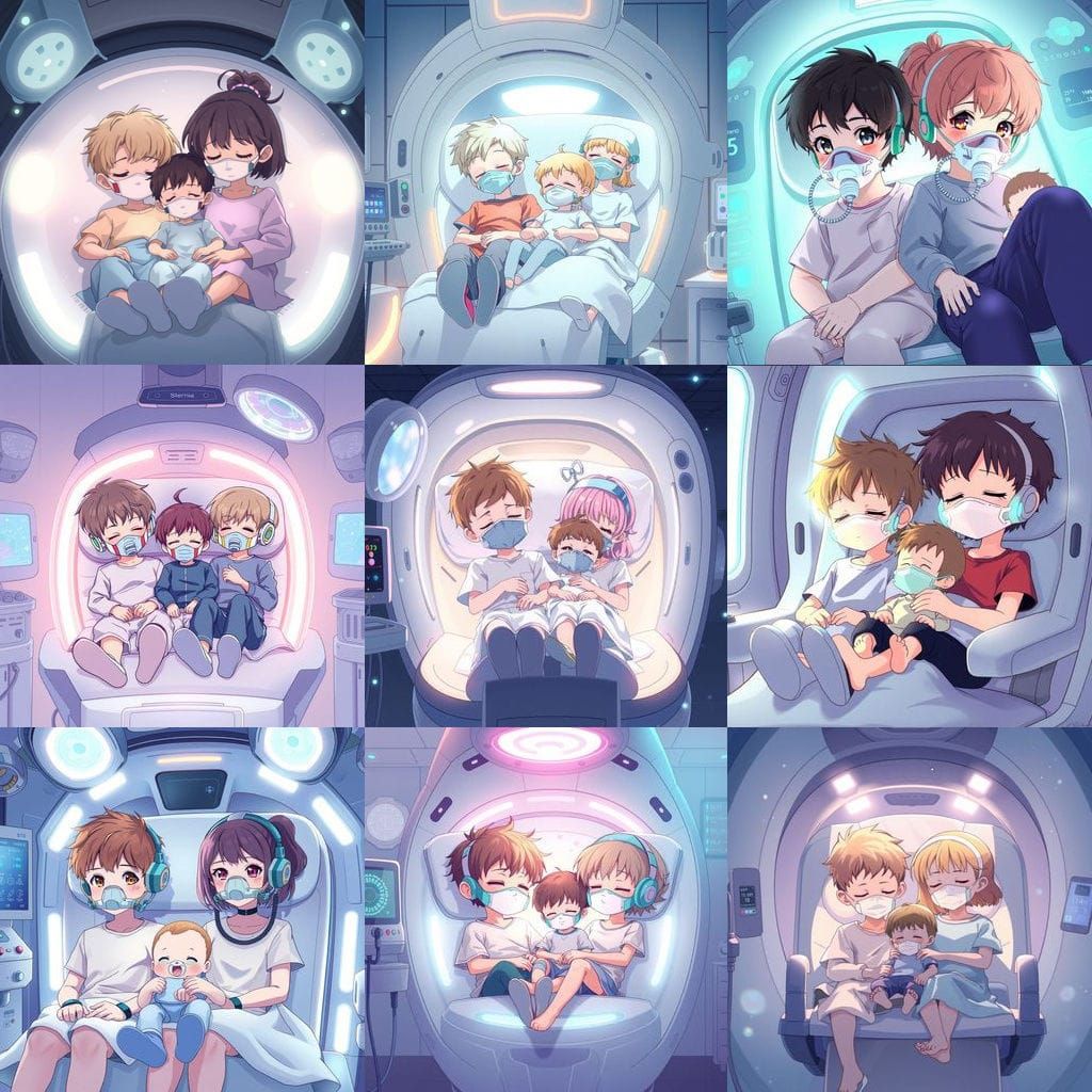 Dreamy Anime Medical Scene with Children in Cel-Shaded Style