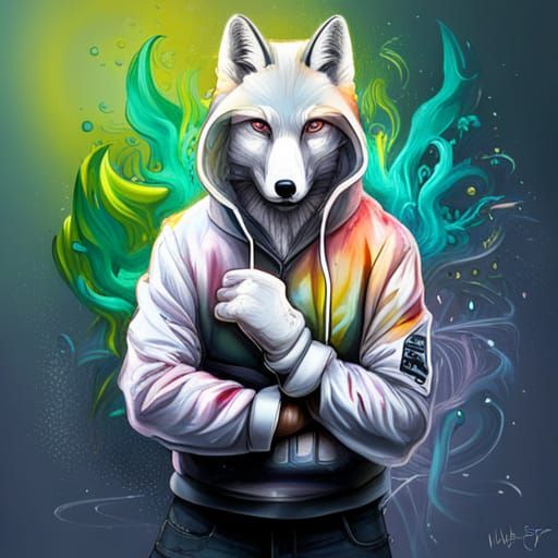 Fox in Hoodie: Graffiti Street Art