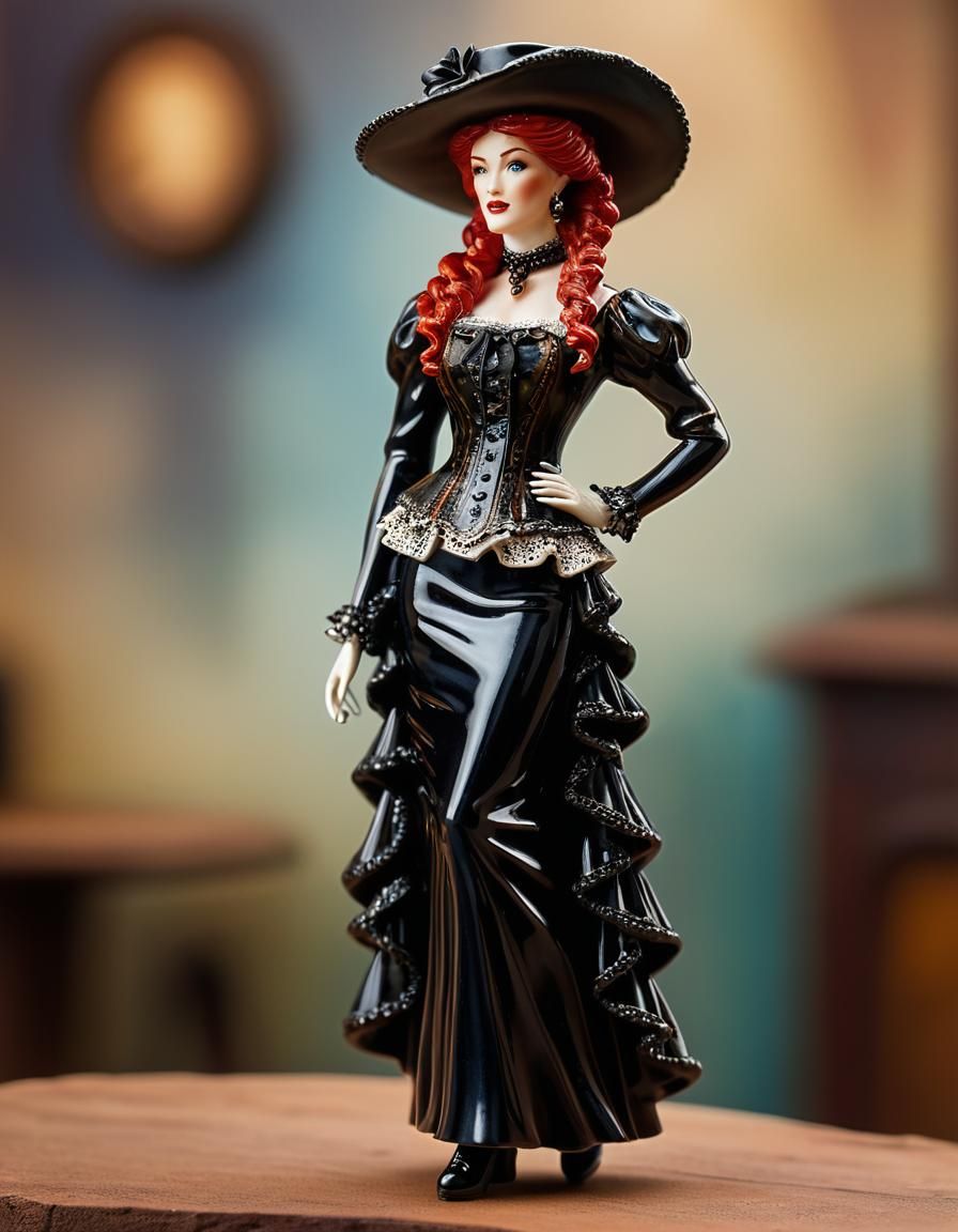 Porcelain Figurine of Red-Haired Saloon Girl
