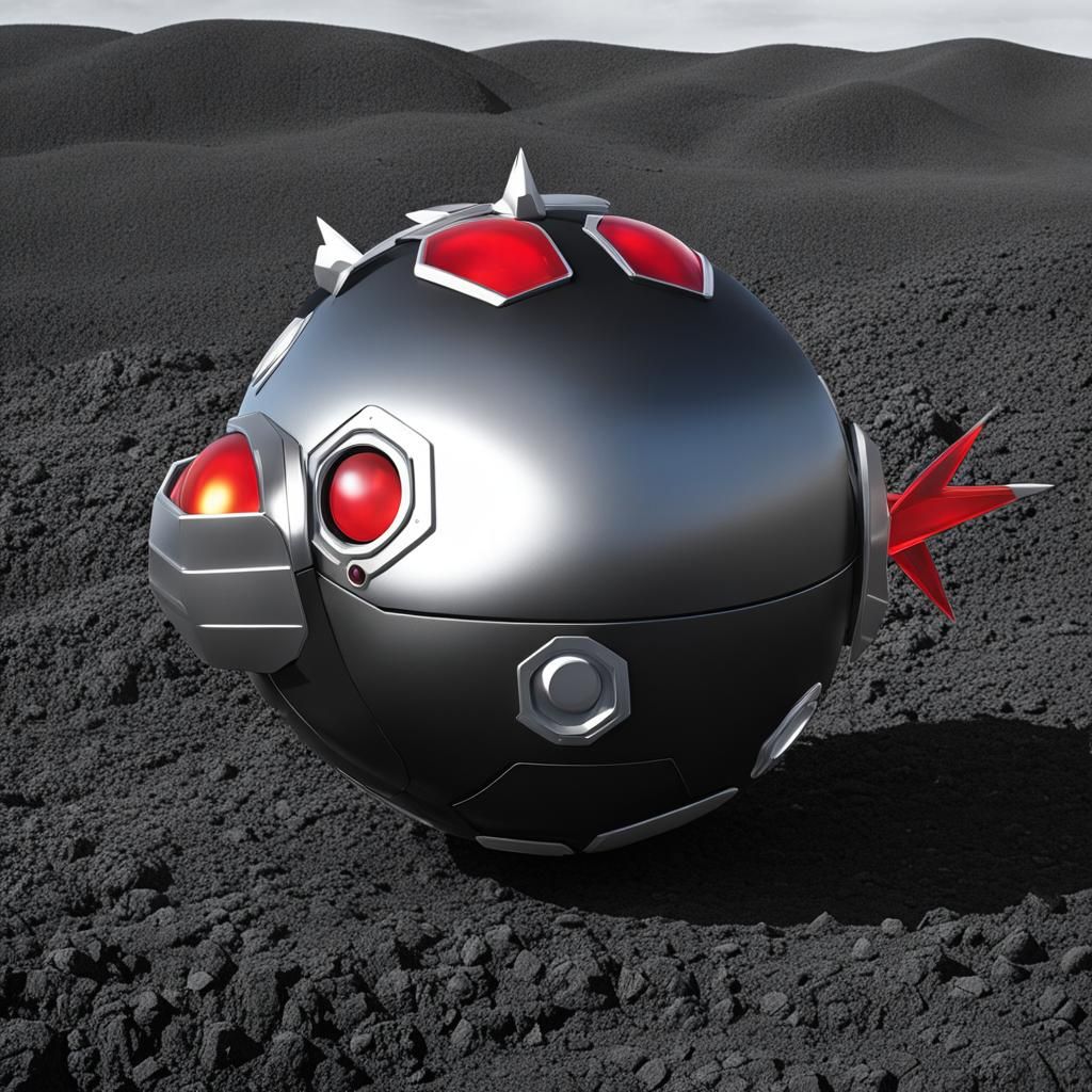 Monochrome Image of a Mechanical Pokemon