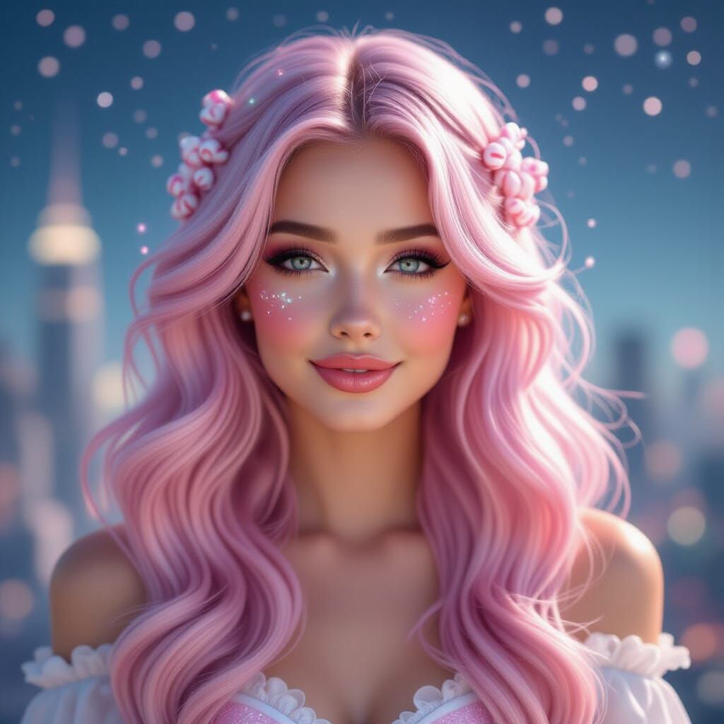 Cotton Candy Hair: A Cyberpunk Fantasy Portrait