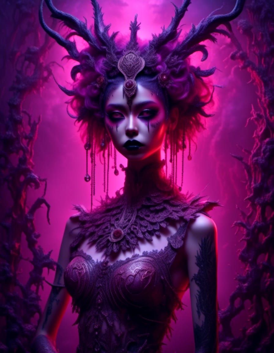 Ethereal Voodoo Priestess in a Magical Ambience