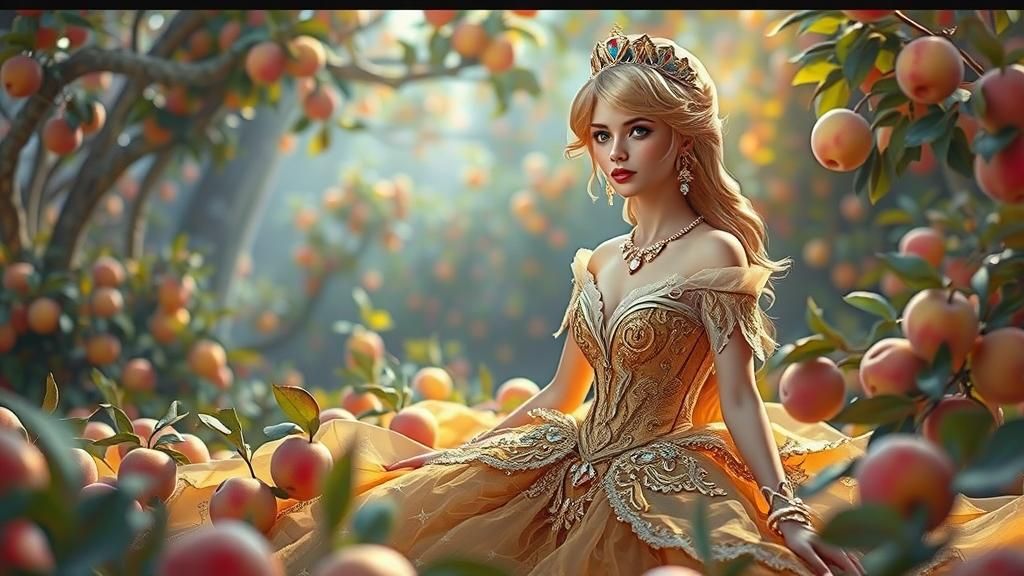 Princess Peach in Ornate Gown: 3D Rendering
