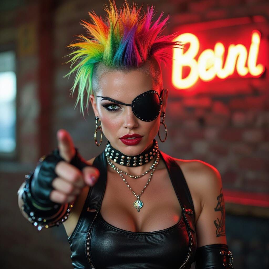Punk Woman Portrait in Gritty Glamorous Style
