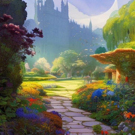 garden. Printmaker And watercolorist aura atmospheric meticu...
