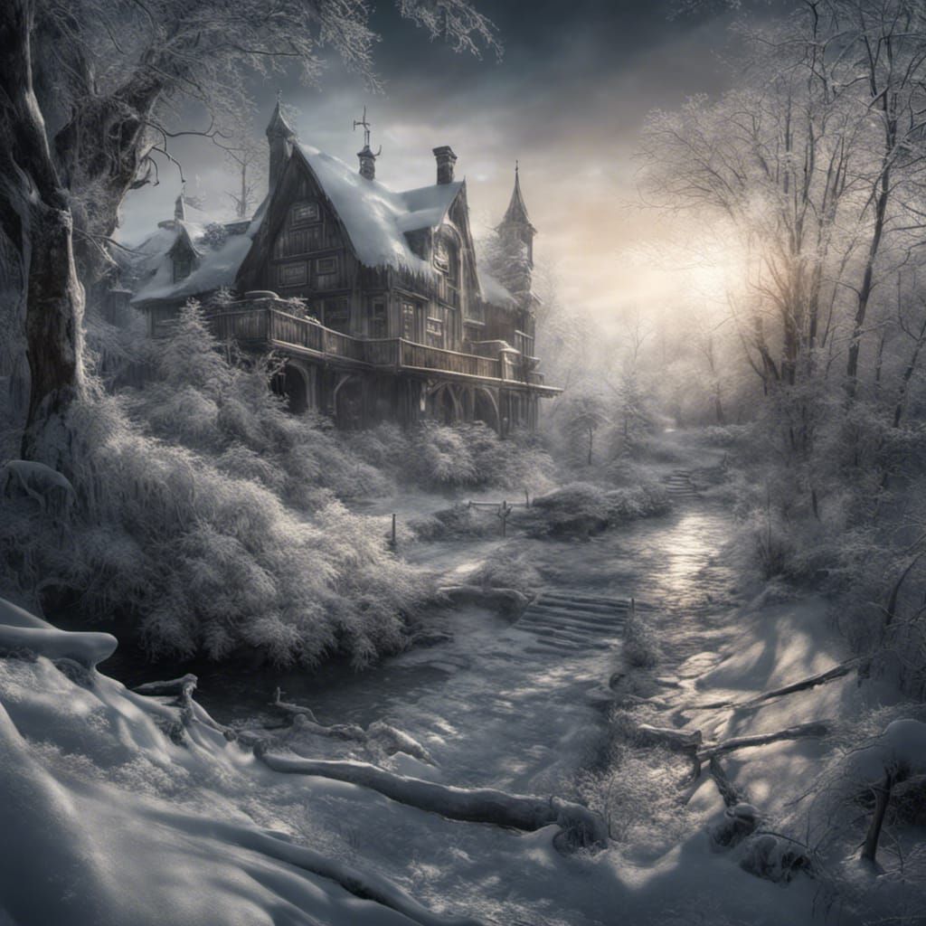 Hyperrealistic Frozen Mansion in Cinematic HDR