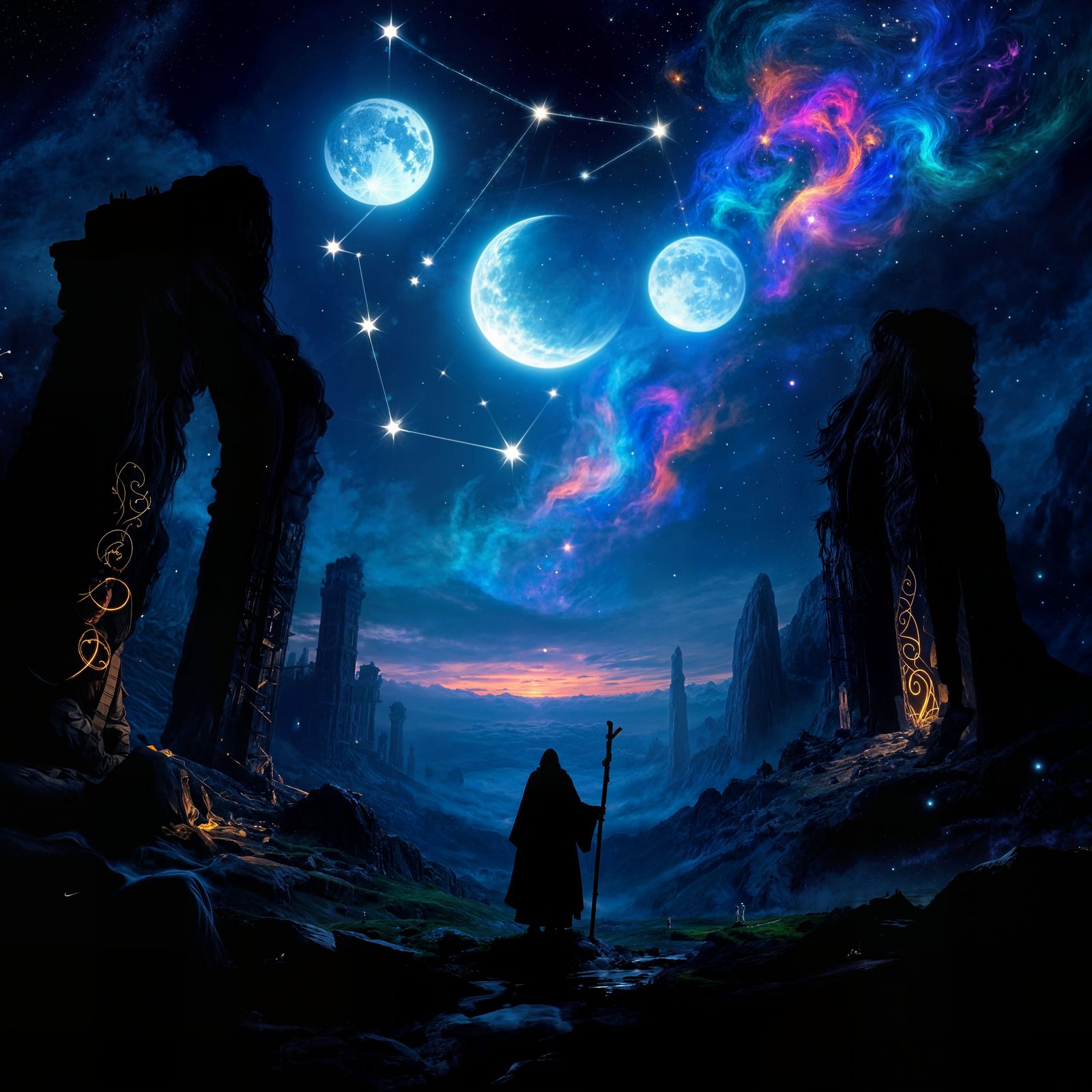 Abstract Geometric Patterns in Vibrant Neon Colors