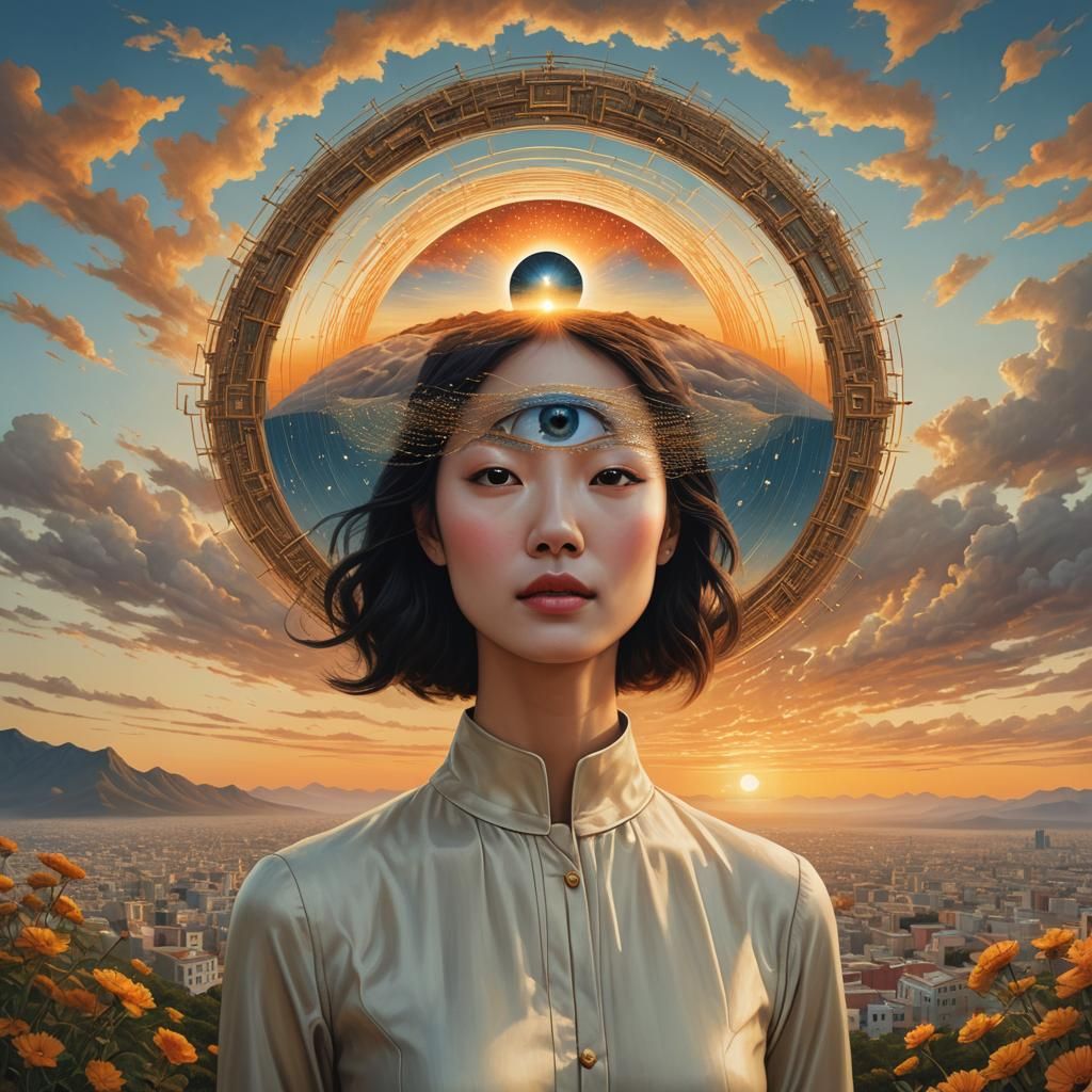 Newborn's First Breath in Surreal Dreamscape