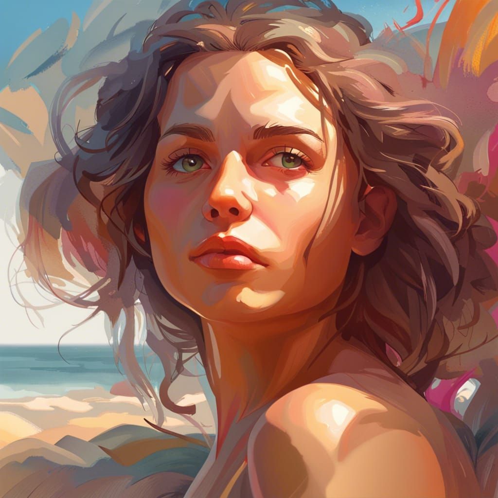 Naturist Woman Portrait with Dynamic Lighting