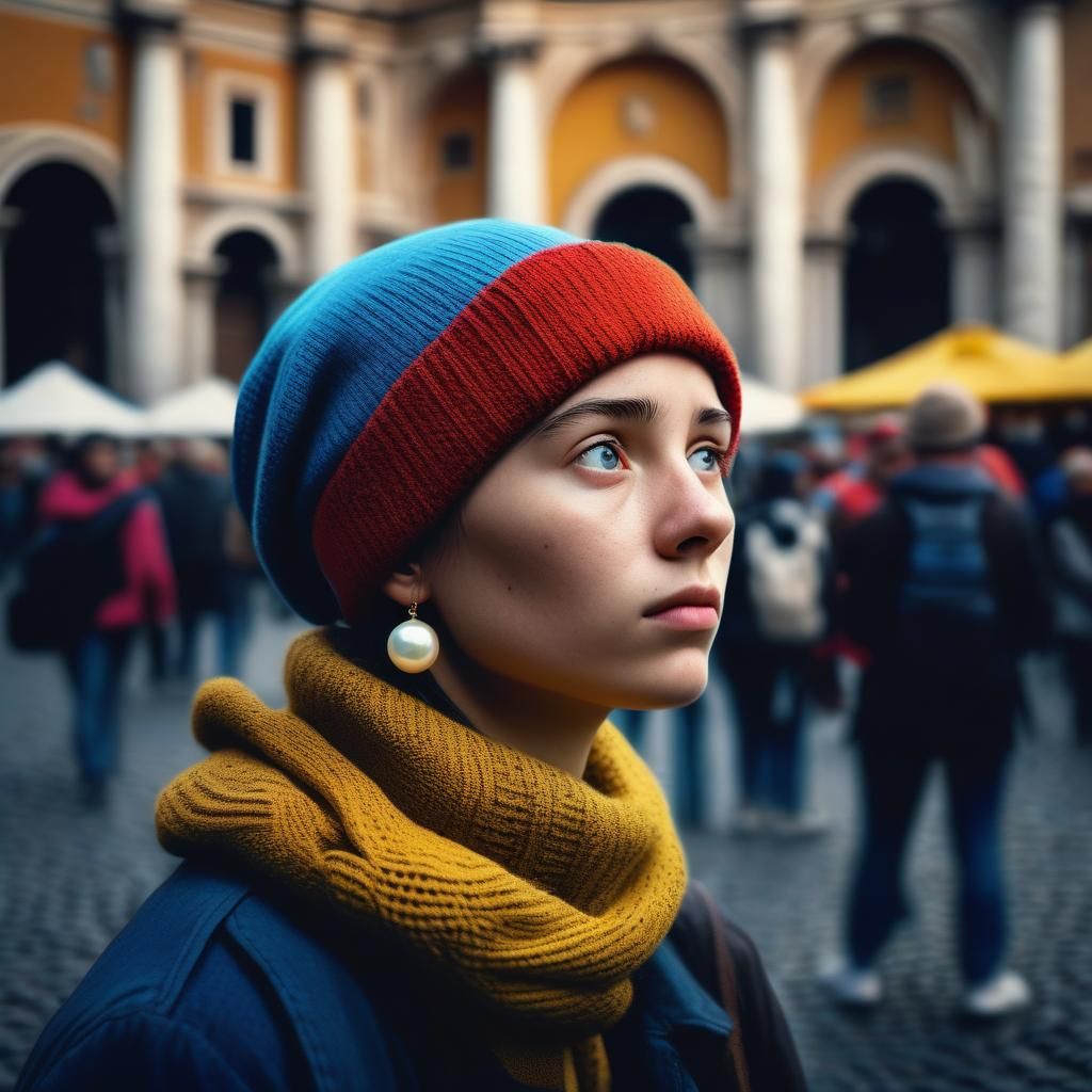 Girl with Pearl Earring in Rome: Fashion Portrait