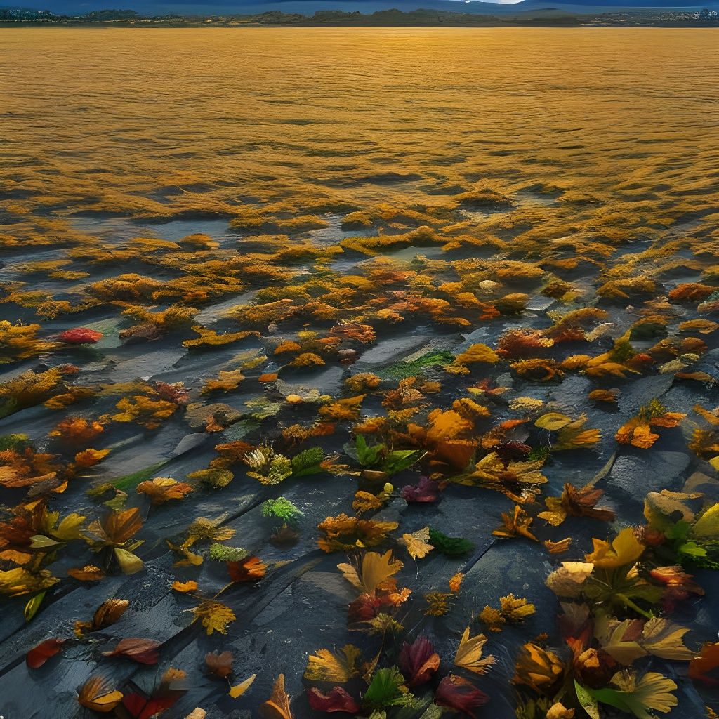 Whimsical Leaves Adorn a Weathered Rock