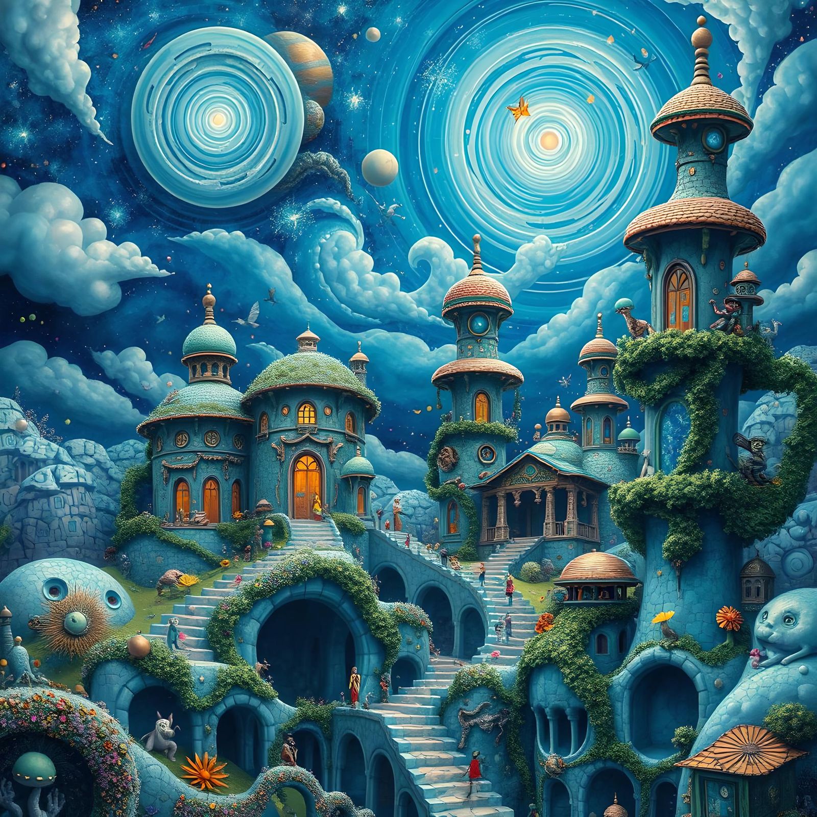Blue Dreamscape: Surreal Organic Architecture