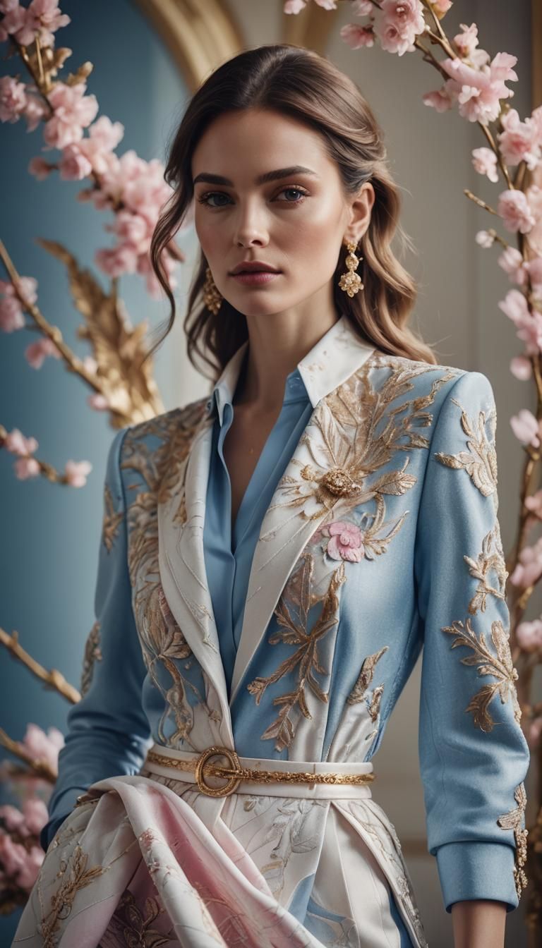 Elegant Woman in Modern Luxurious Fashion