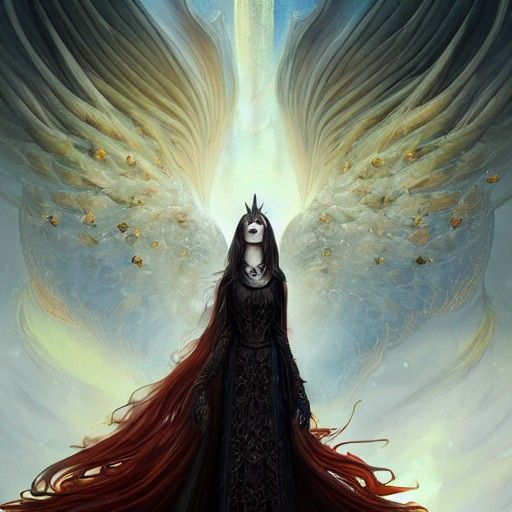 Stygian Phoenix in Armor: A Maximalist Digital Painting