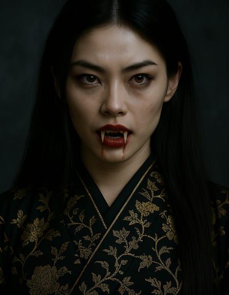 Photographic Portrait of a Japanese Vampire Woman