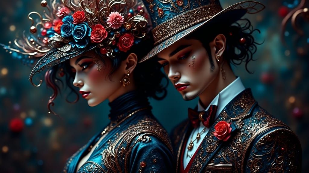 Elegant Portrait of Miss Poison and Mister Salamander