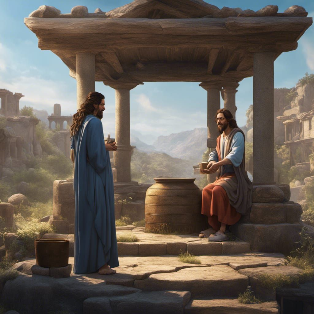 Jesus and the Woman at the Well: Detailed Matte Painting