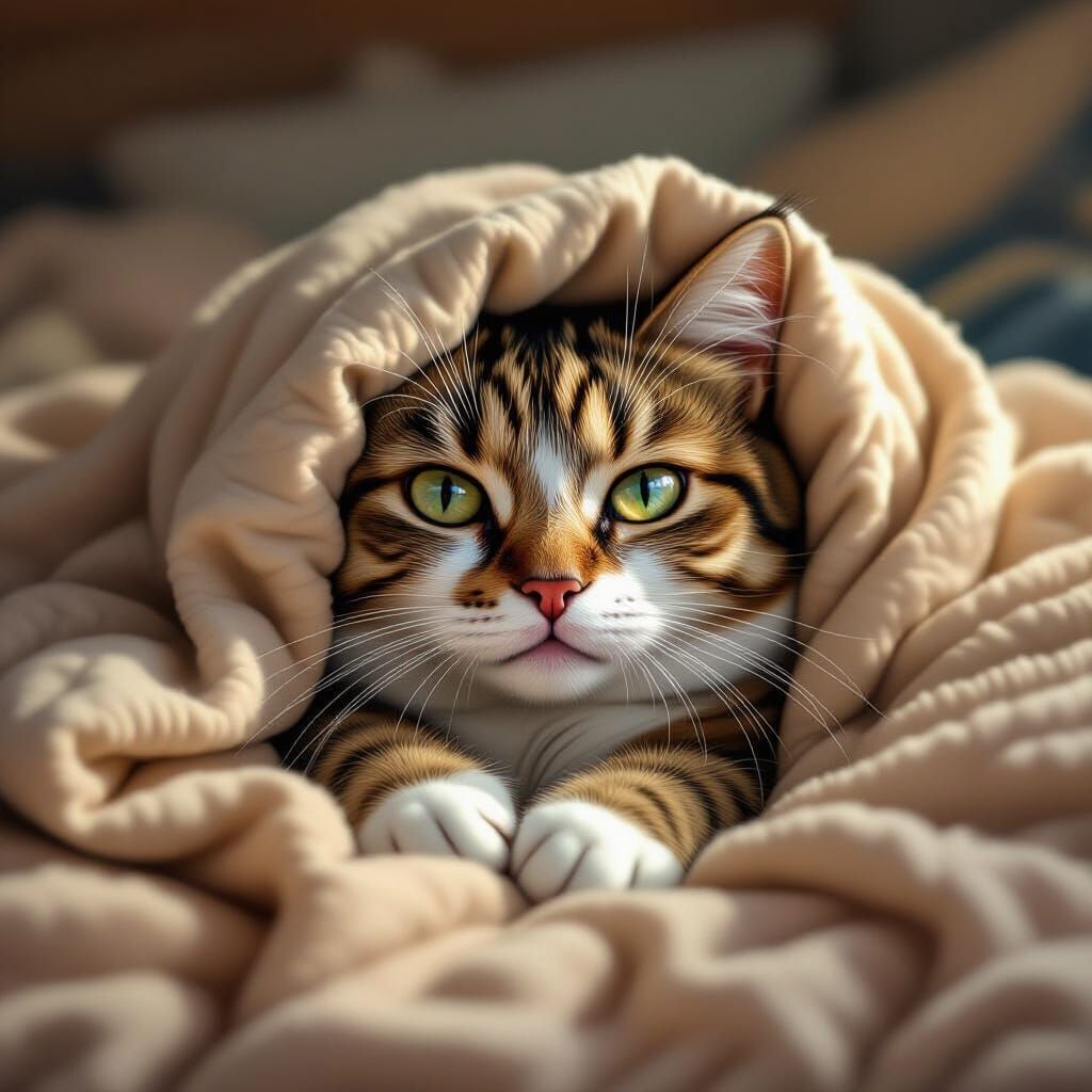 Sad Cat Comfort in Natural Light