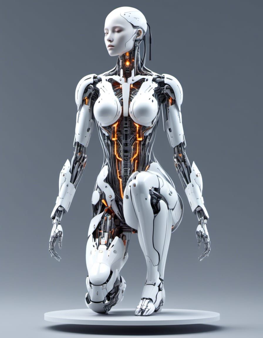 Surreal Anime Android Waifu in Cyberpunk Metropolis