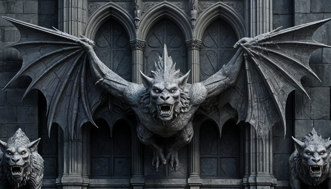 Baroque Gothic Gargoyles Flash Tattoo Sheet