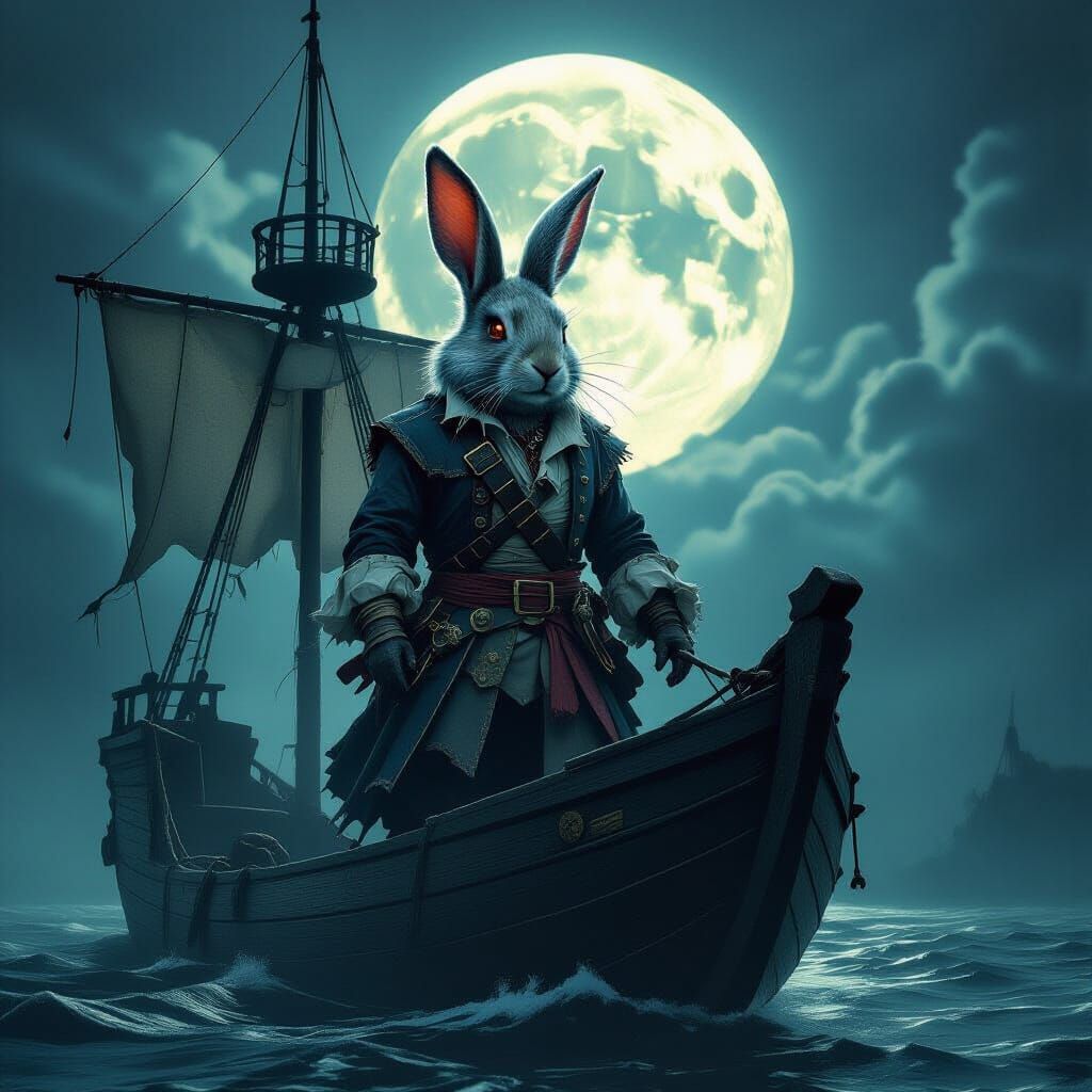 Menacing Pirate Rabbit on Ghost Ship