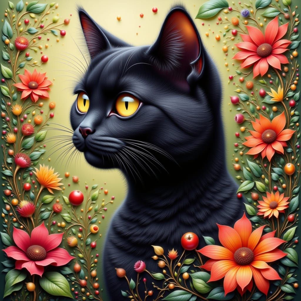 A cat in the flowers