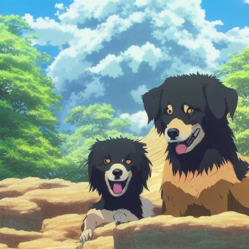 Dogs in Studio Ghibli Anime Style